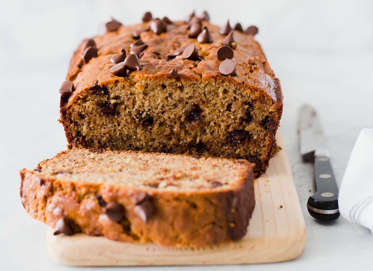 Choco chip banana bread, baked in-house